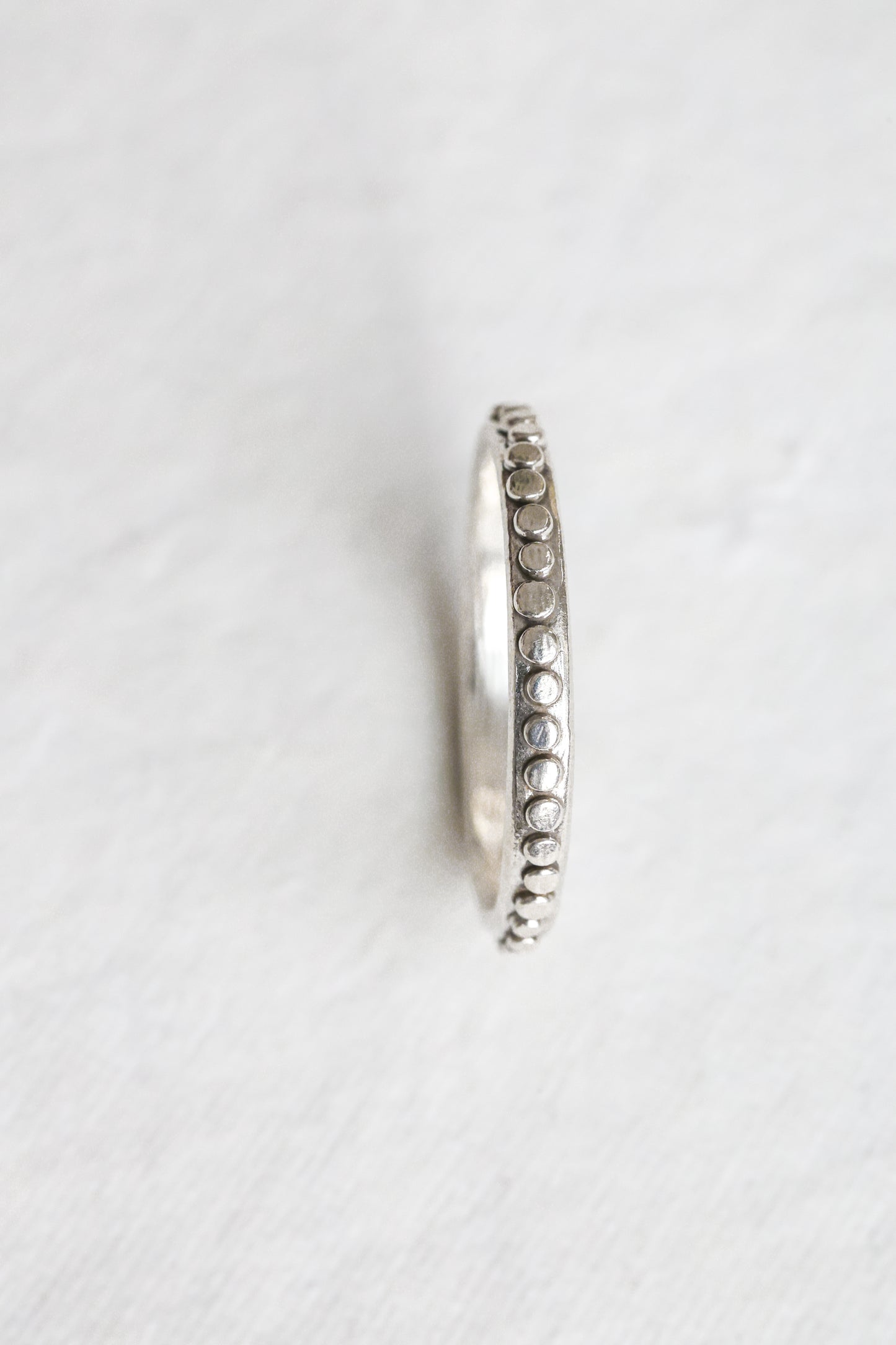 One of a kind stackable ring,  recycled sterling silver, hand carved