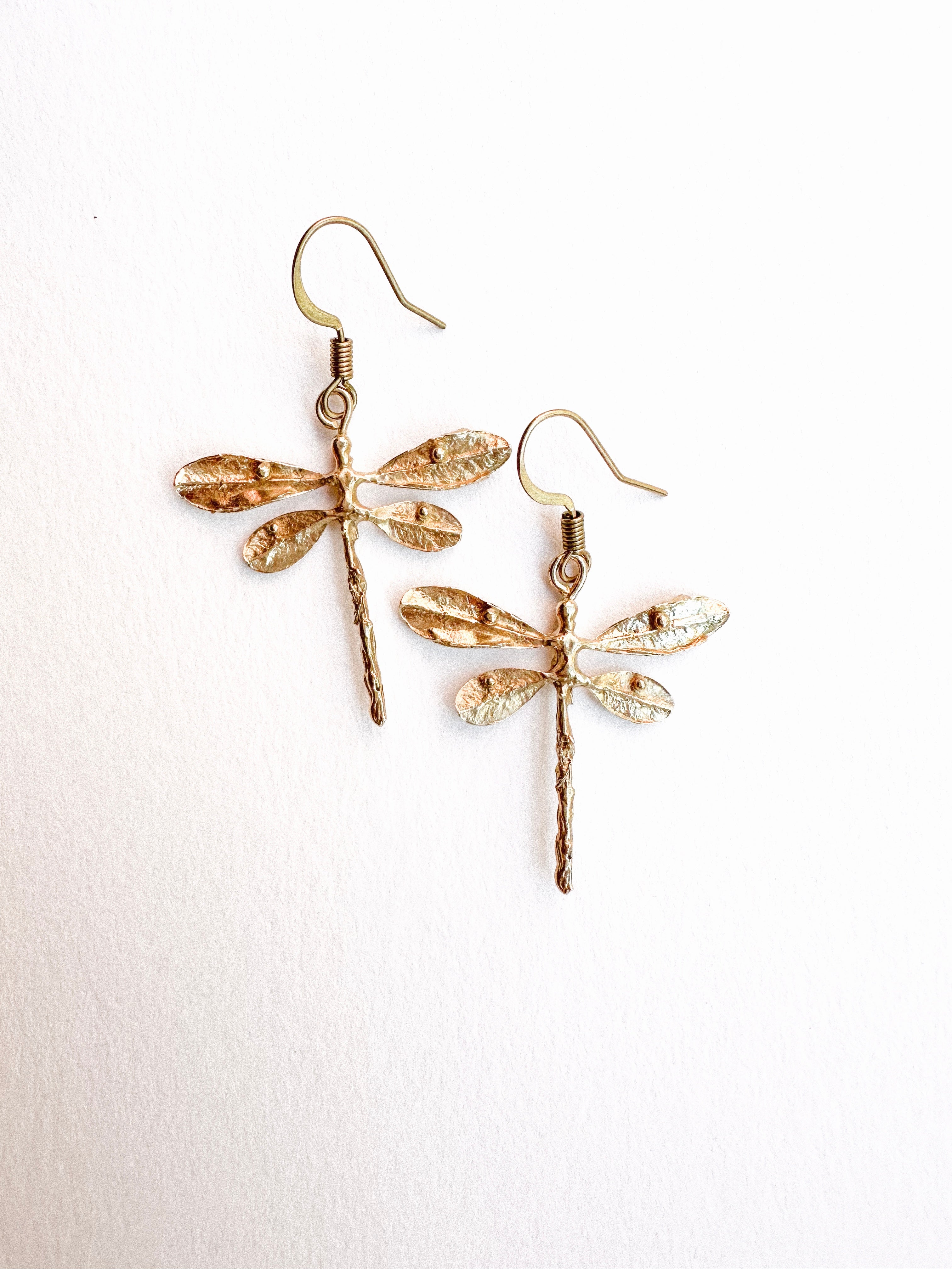 Etched Dragonfly Sterling store Earrings With 24k Keum Boo