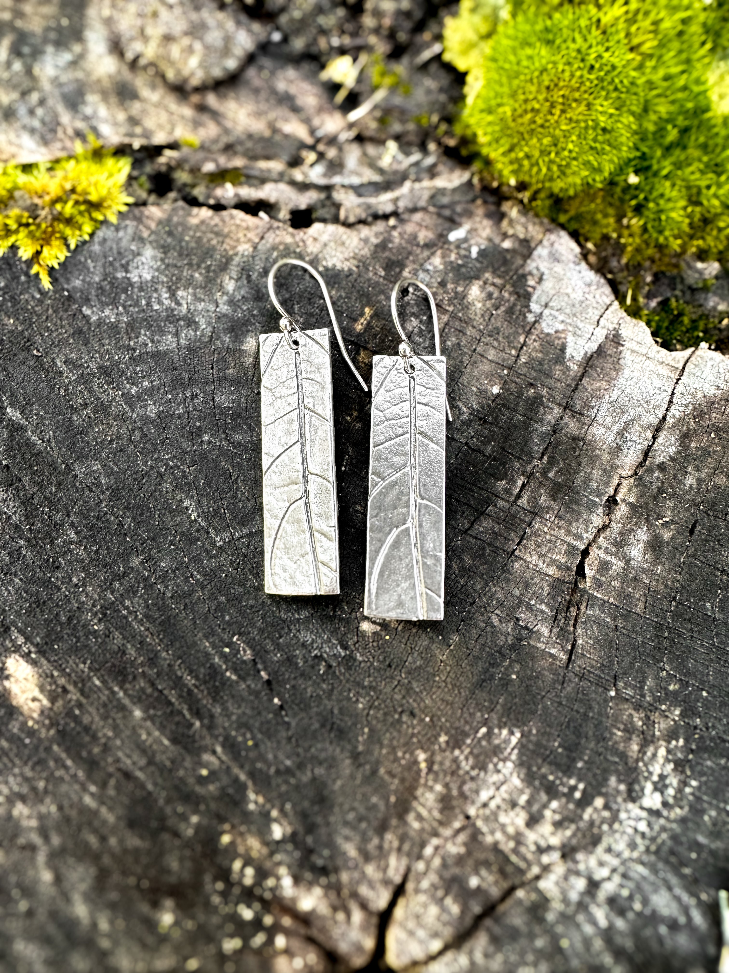 Sterling silver 2024 botanical long leaves, wings earrings with quartz, armenian, gift for her, silversmith, artisan, modern, minimalist, urban