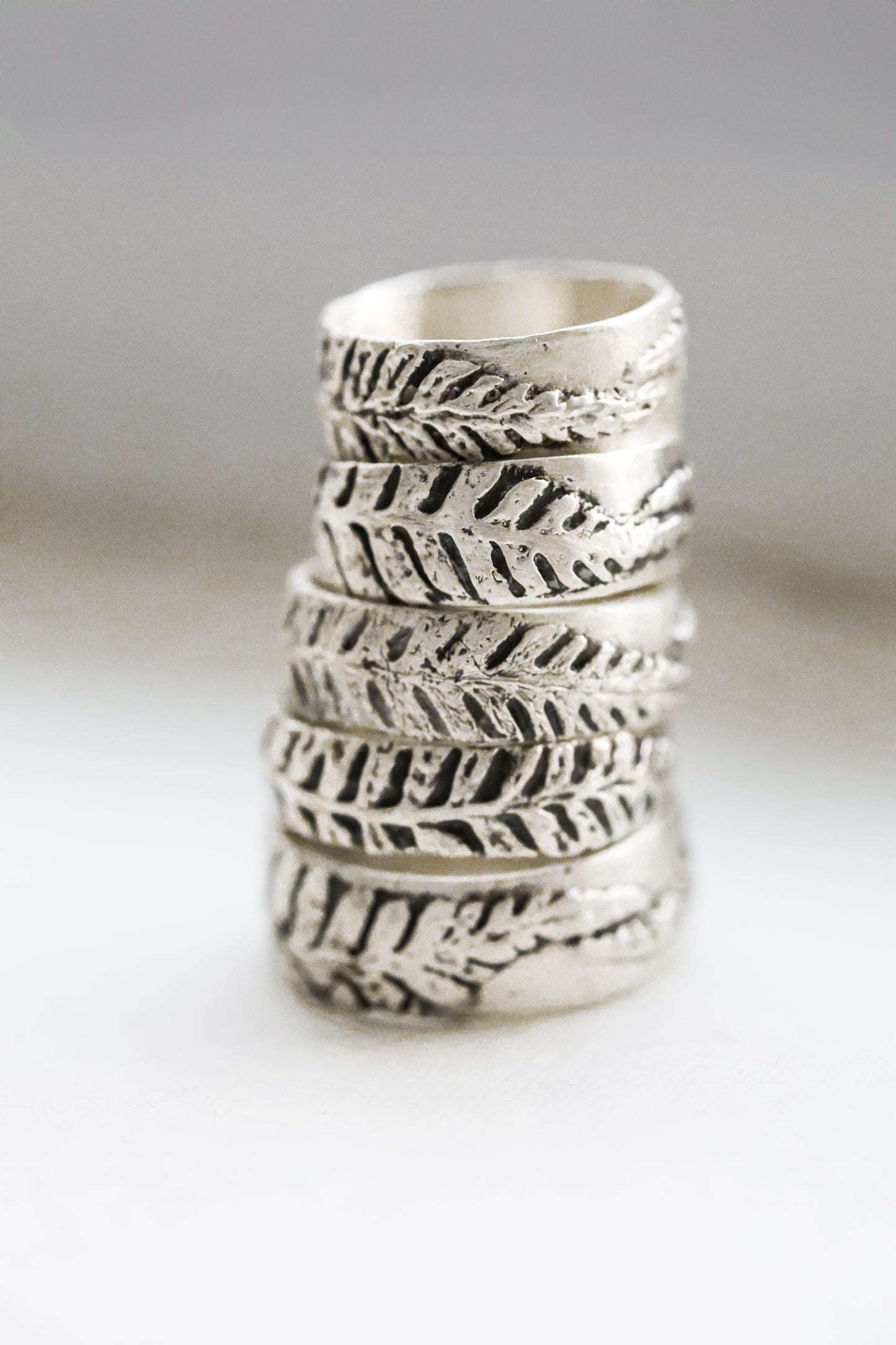 Fern ring band with two graceful ferns, perfect wedding band Handmade in Sterling Silver