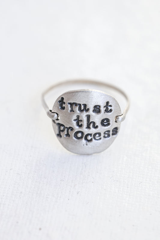 TRUST THE PROCESS | affirmation touchstone ring, recycled sterling silver,