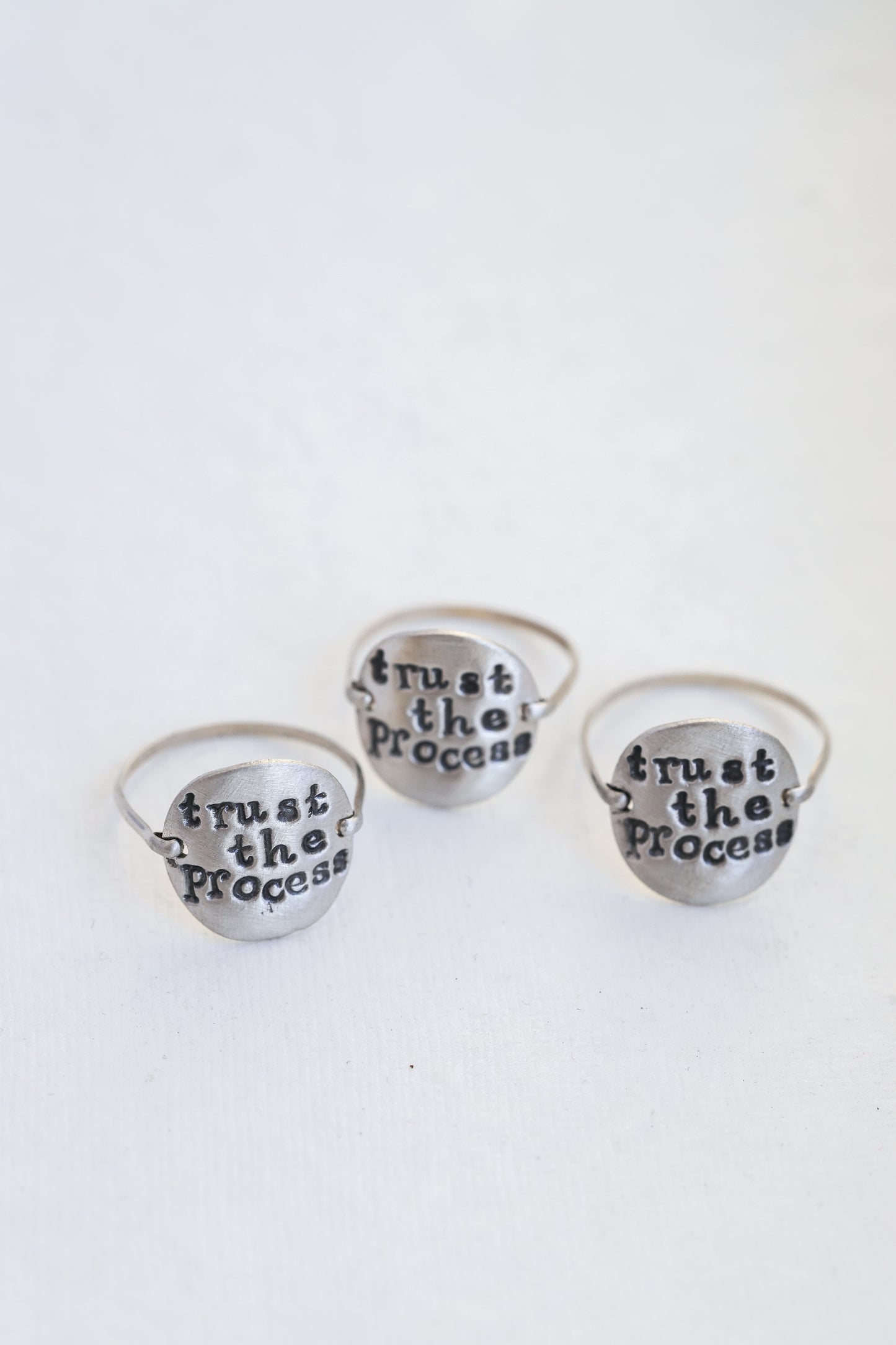 TRUST THE PROCESS | affirmation touchstone ring, recycled sterling silver,