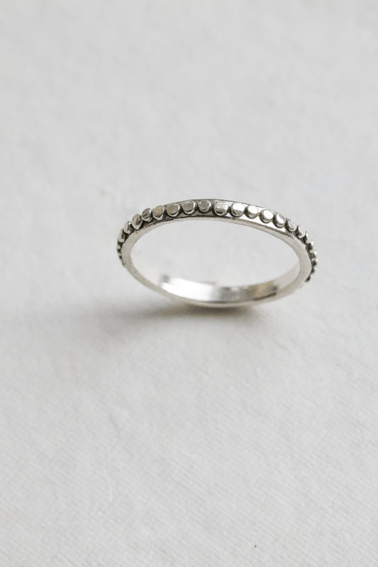 One of a kind stackable ring,  recycled sterling silver, hand carved