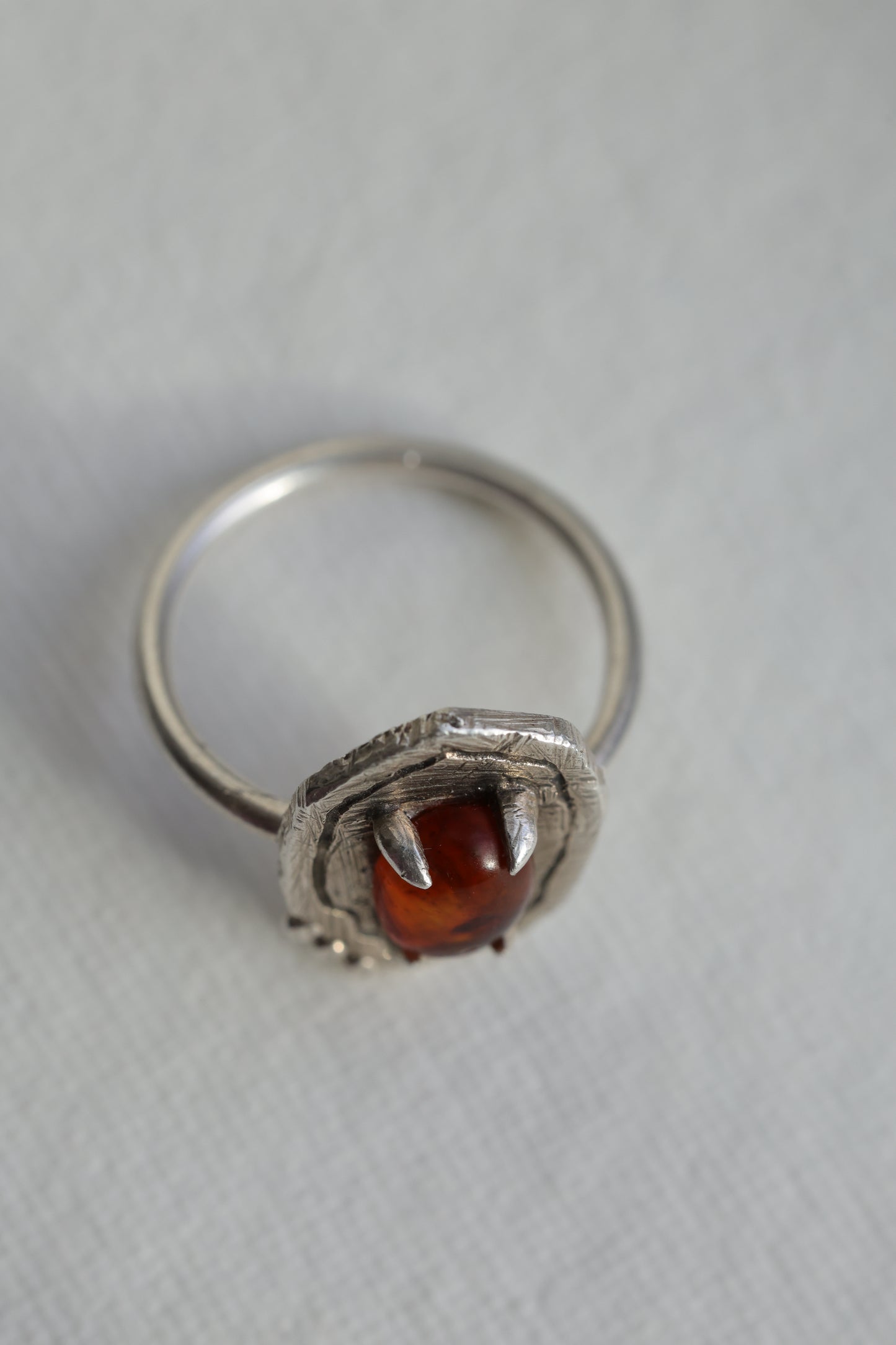 Amber texture ring sterling silver