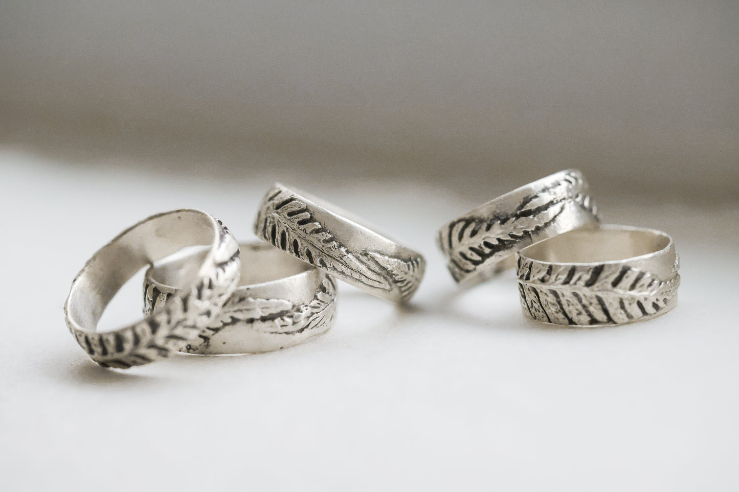 Fern ring band with two graceful ferns, perfect wedding band Handmade in Sterling Silver