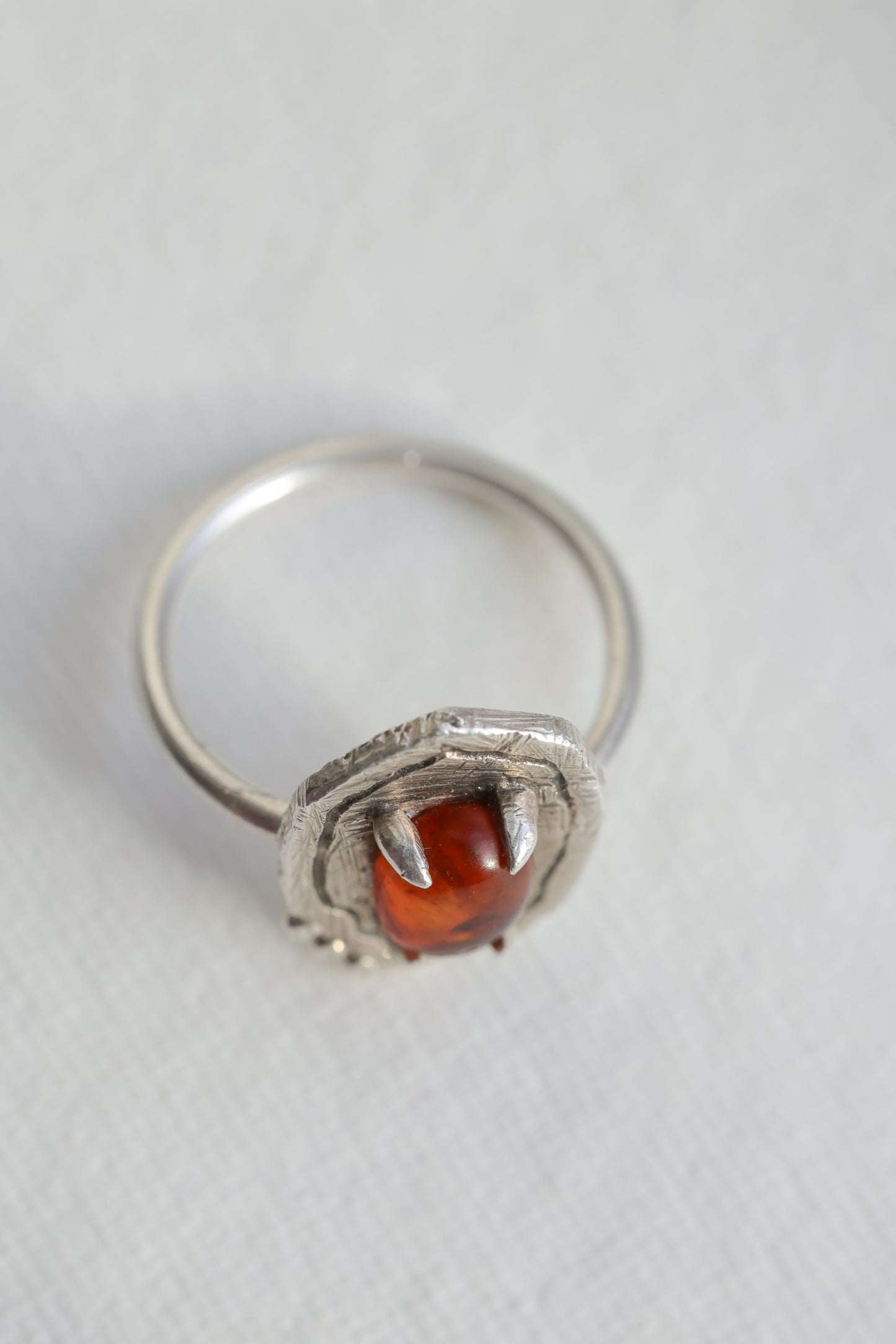 Amber texture ring sterling silver