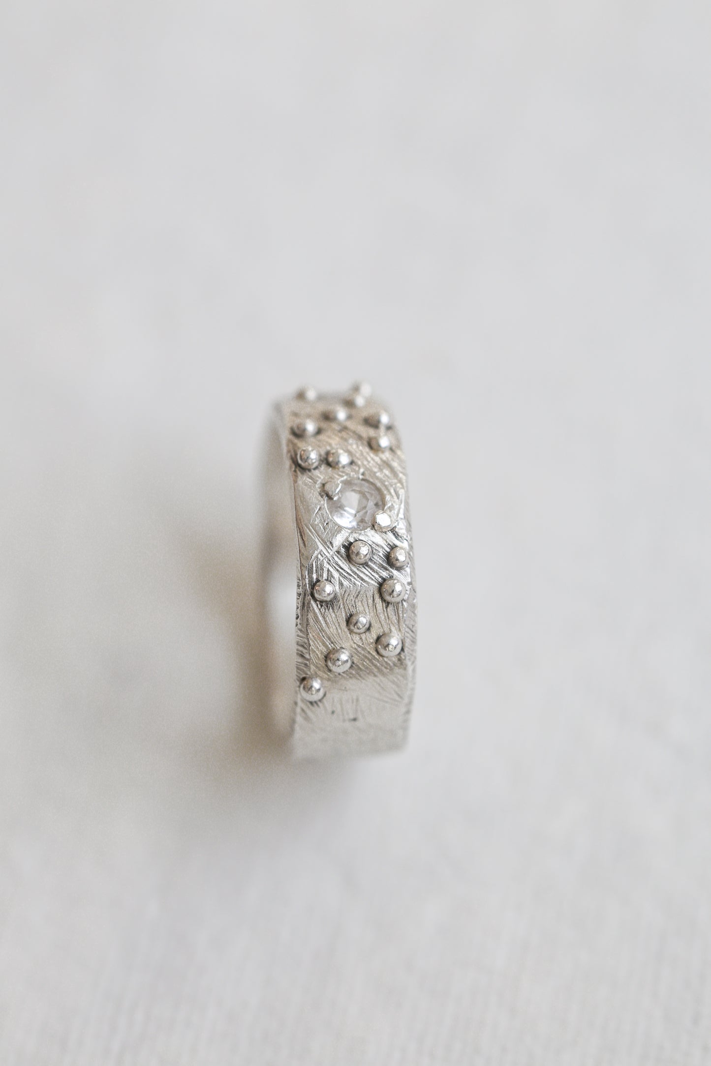 Ocean Bubbles Ring White Sapphire simple textured ring