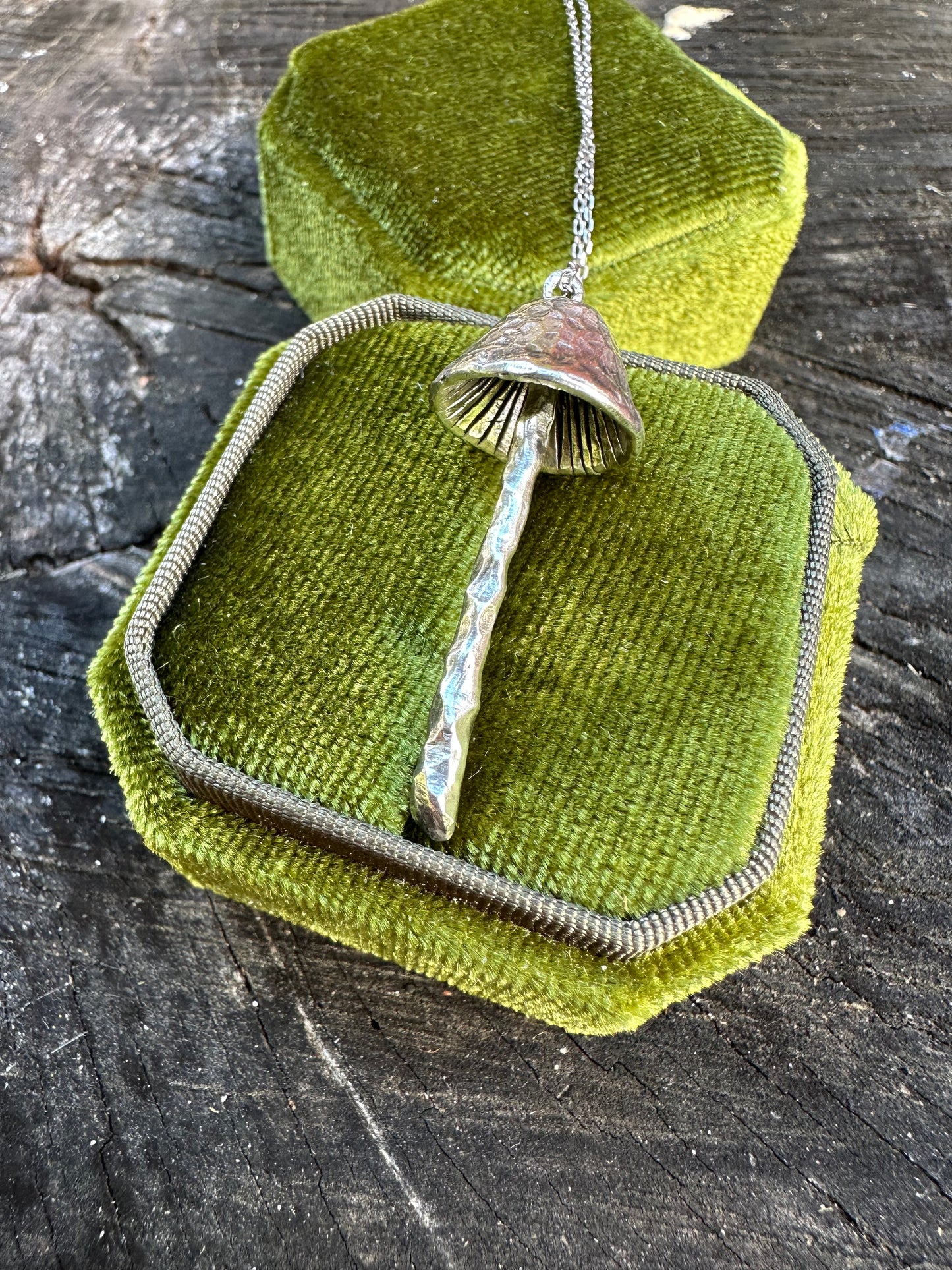 Hand carved mushroom pendant