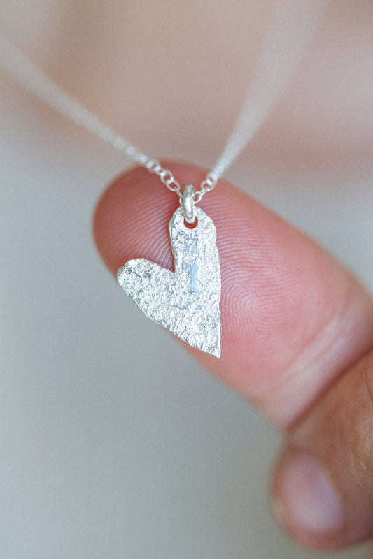 Textured OOAK Heart Necklace Valentine’s Day gift