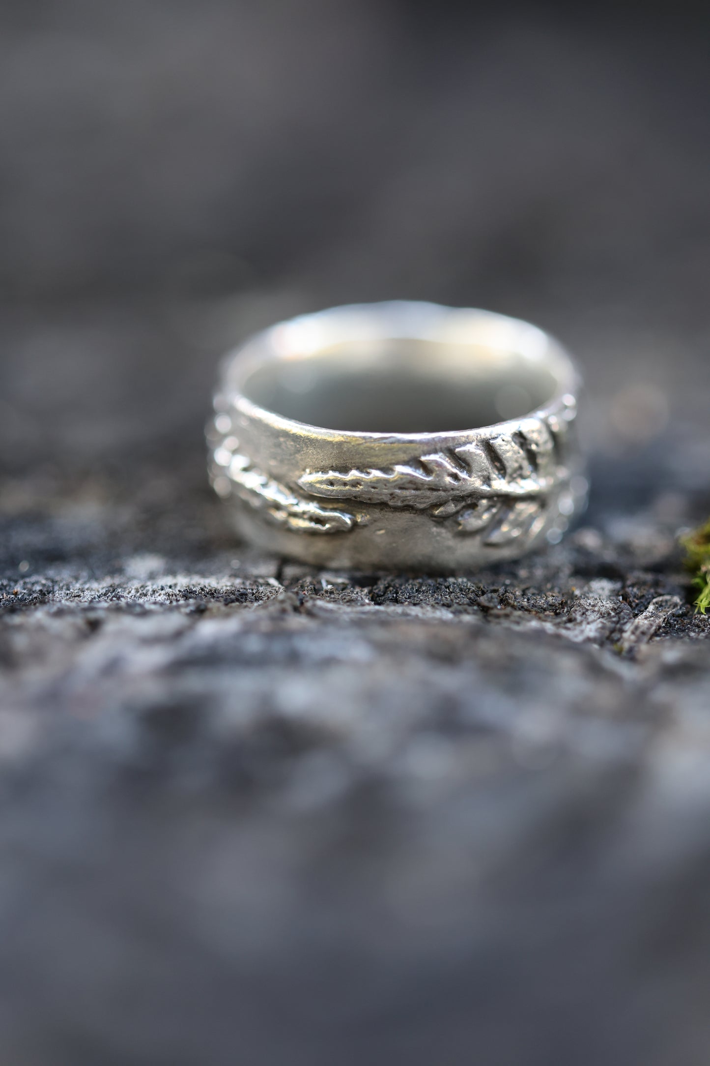 Fern ring band with two graceful ferns, perfect wedding band Handmade in Sterling Silver