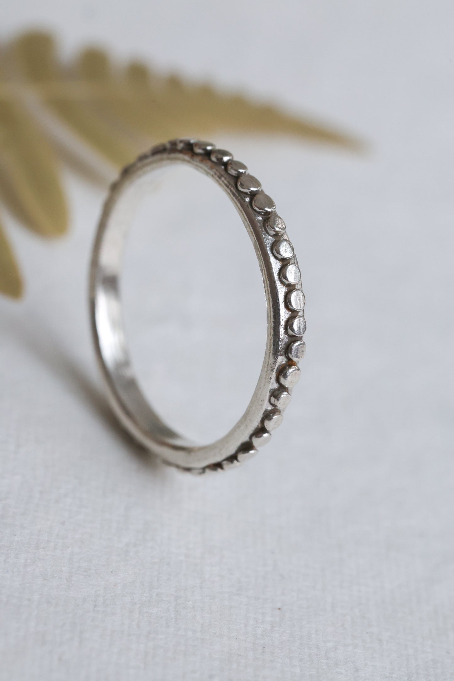 One of a kind stackable ring,  recycled sterling silver, hand carved