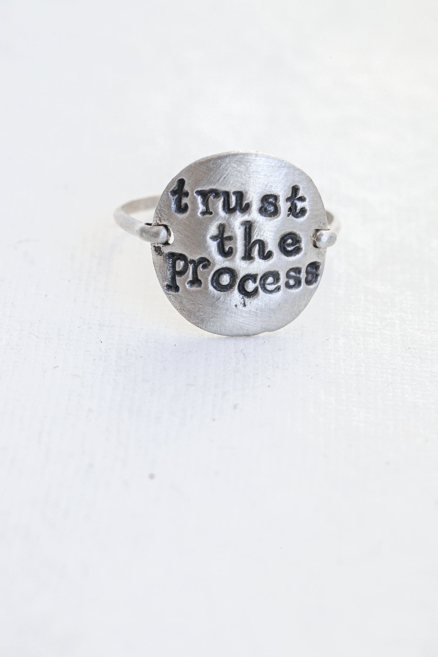 TRUST THE PROCESS | affirmation touchstone ring, recycled sterling silver,