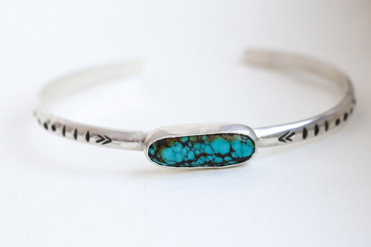 Turquoise cuff bracelet stamped