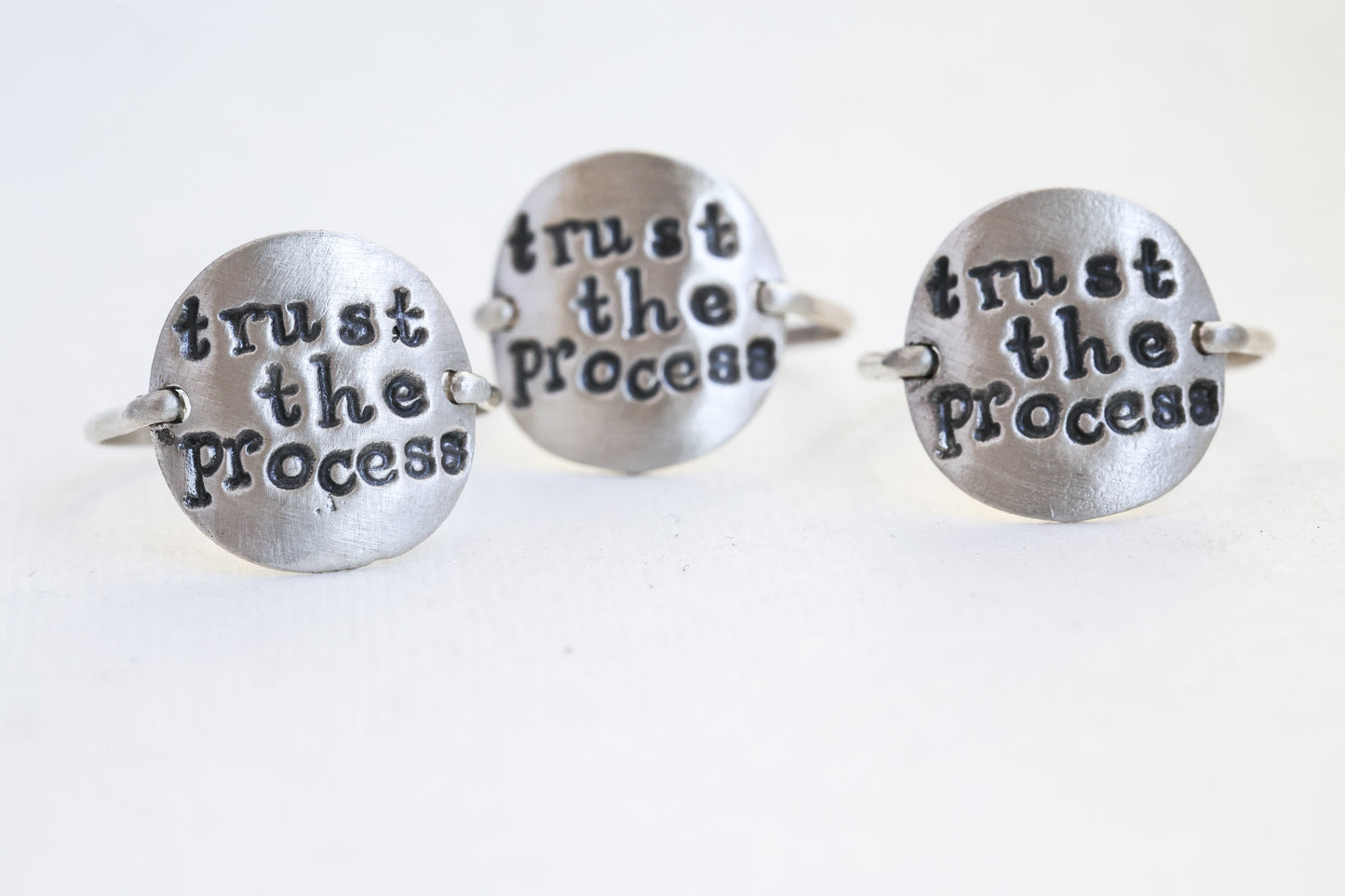 TRUST THE PROCESS | affirmation touchstone ring, recycled sterling silver,