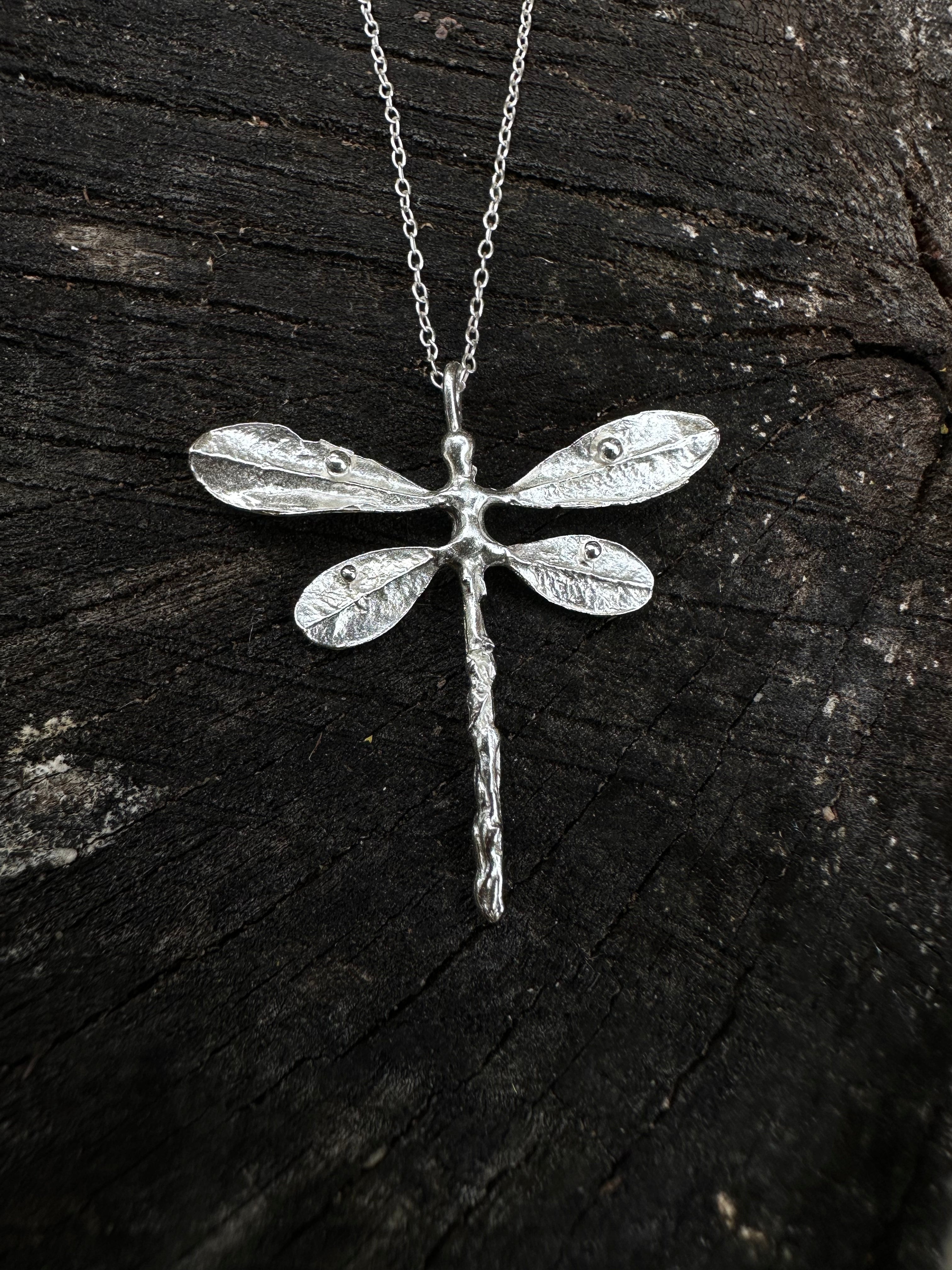 Sterling Silver Dragonfly Pendant with 18