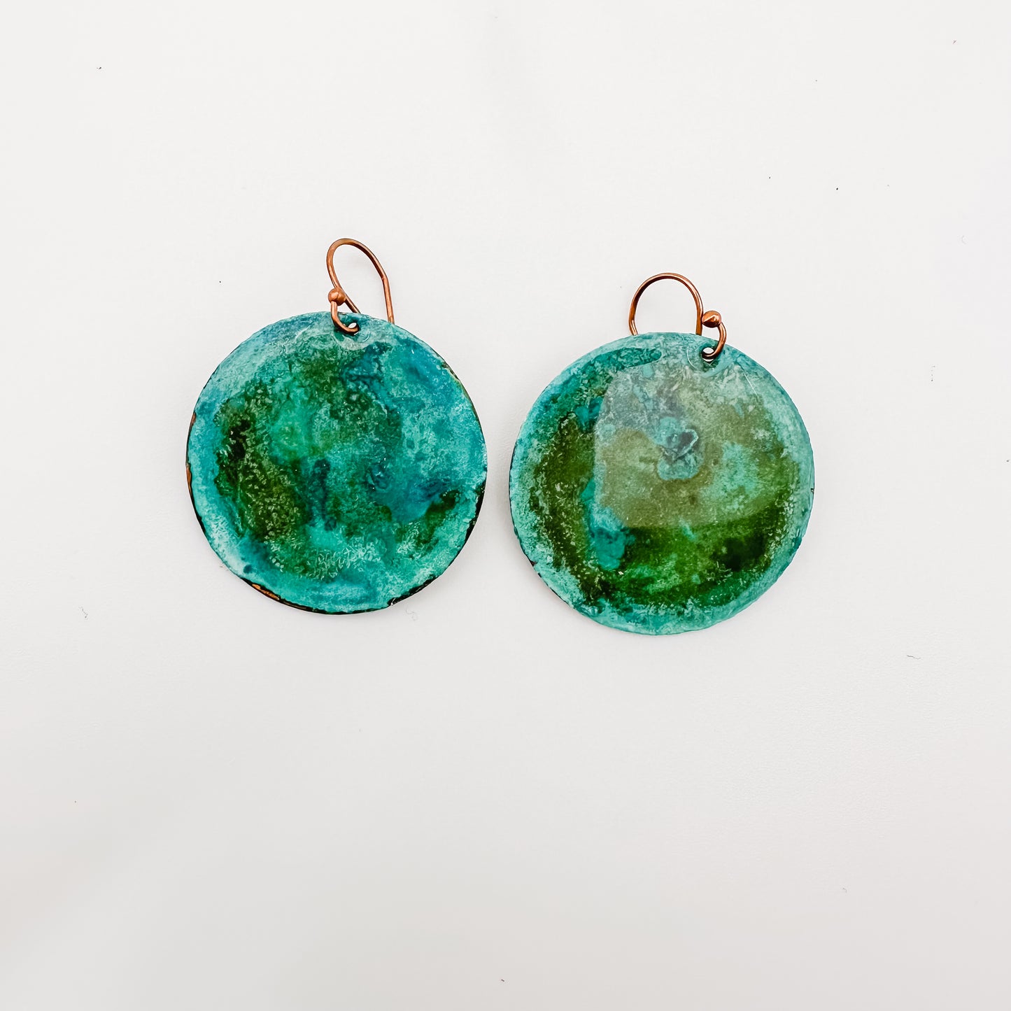 COPPER CIRCLE | Patina Earrings - Handcrafted Jewelry in Small, Medium, and Large Sizes"| One of a kind Circle earrings on Copper or brass
