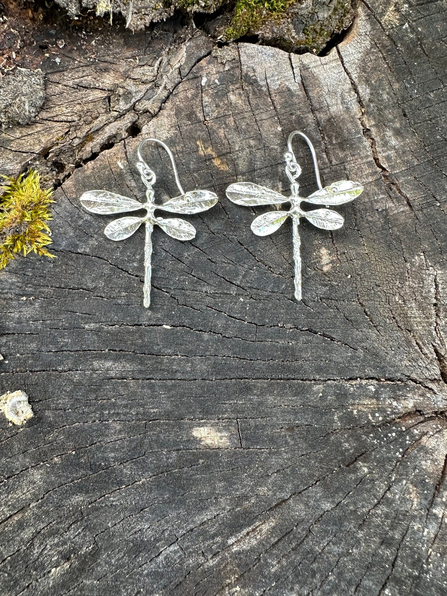 Dragonfly dangles lightweight and made in sterling silver or brass, lost wax cast