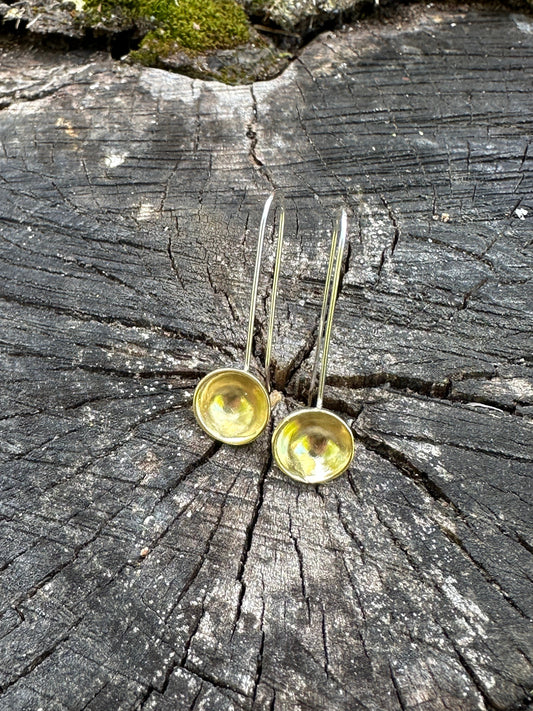 Minimalist Dome, Maine Recycled Dome Earrings | Handmade Sterling Silver or Brass | Eco-Friendly Jewelry