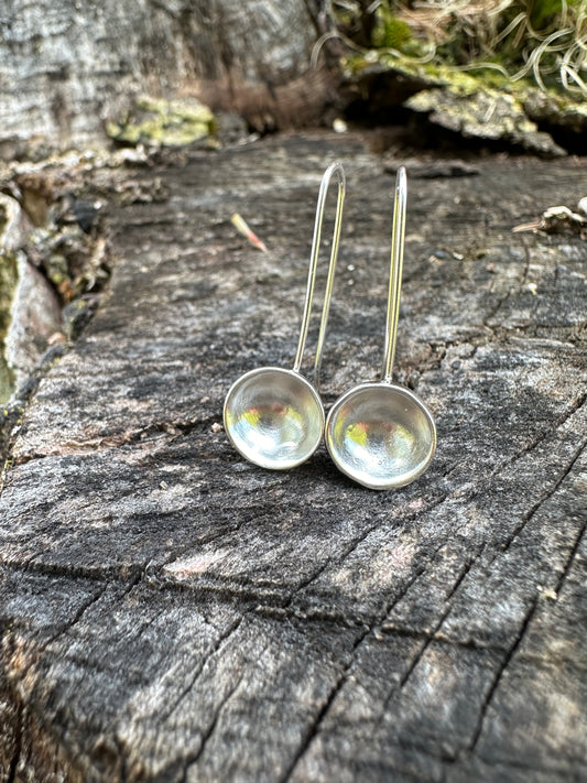 Minimalist Dome Maine Recycled Dome Earrings | Handmade Sterling Silver or Brass | Eco-Friendly Jewelry