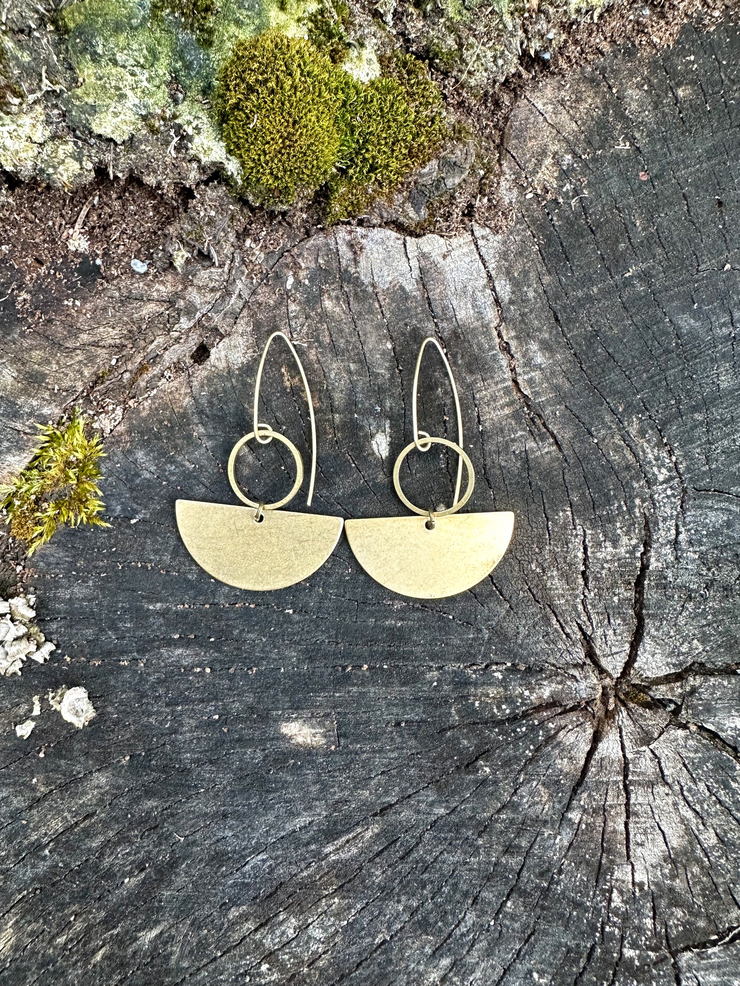 Geometric Circle| Handmade Brass Geometric Earrings with Dangly | Free Shipping