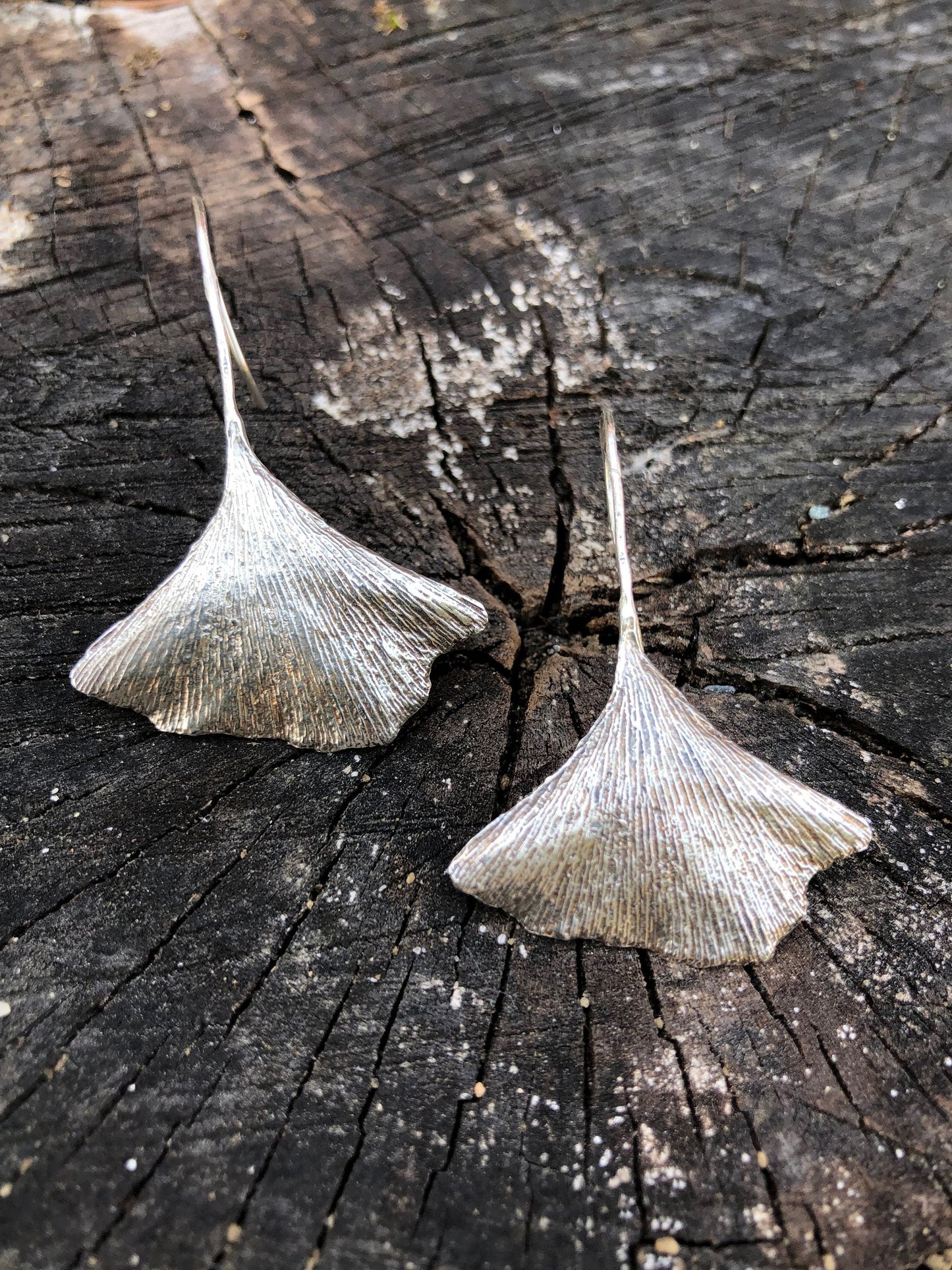 Ginkgo leaf earring set in recycled sterling silver — ginkgo jewelry, gift for her, Mother’s Day gift idea, dangle earrings, leaf earrings,