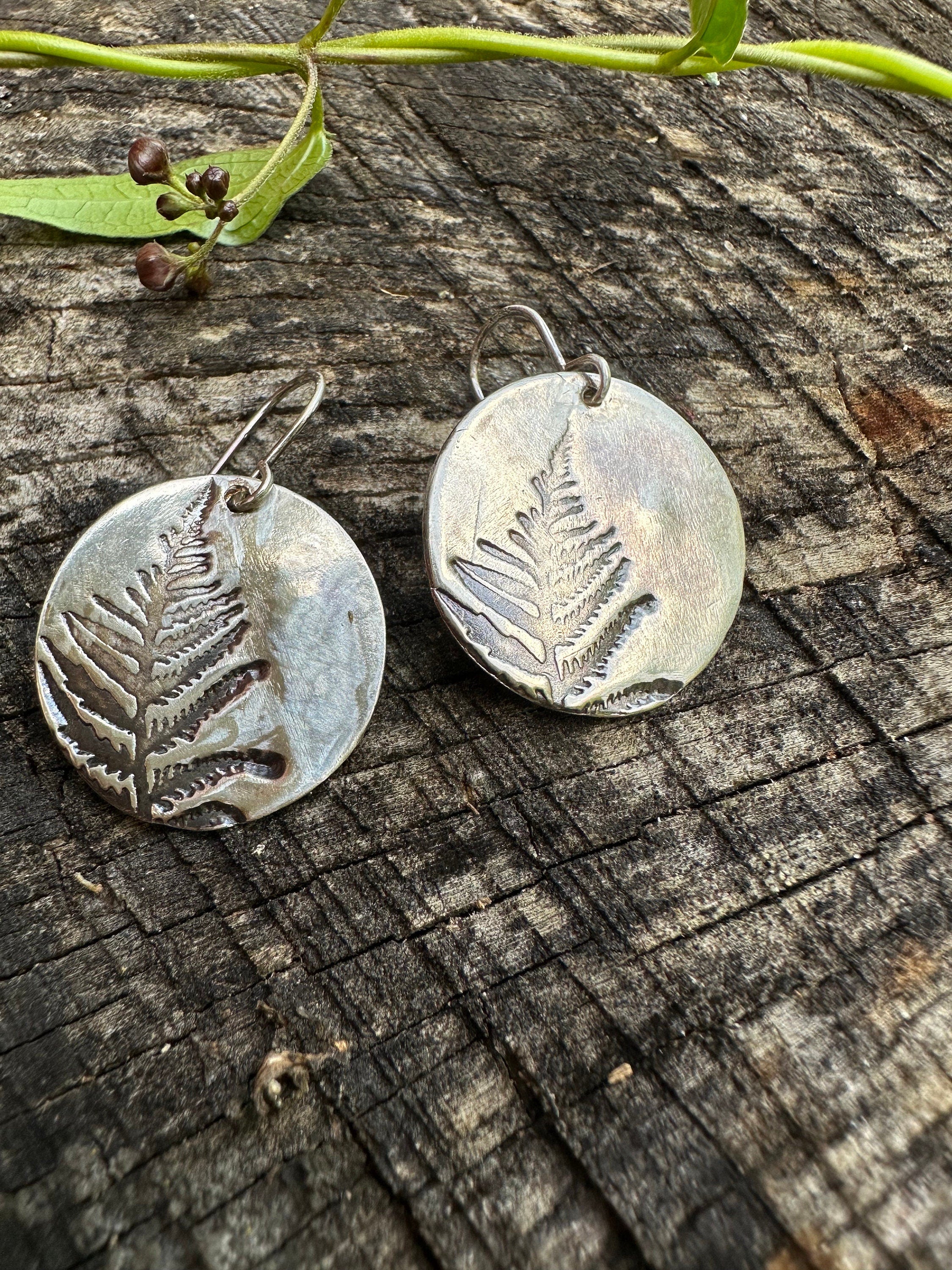 Fern Leaf Organic Shape Unique Brass and Sterling hotsell Silver Earrings